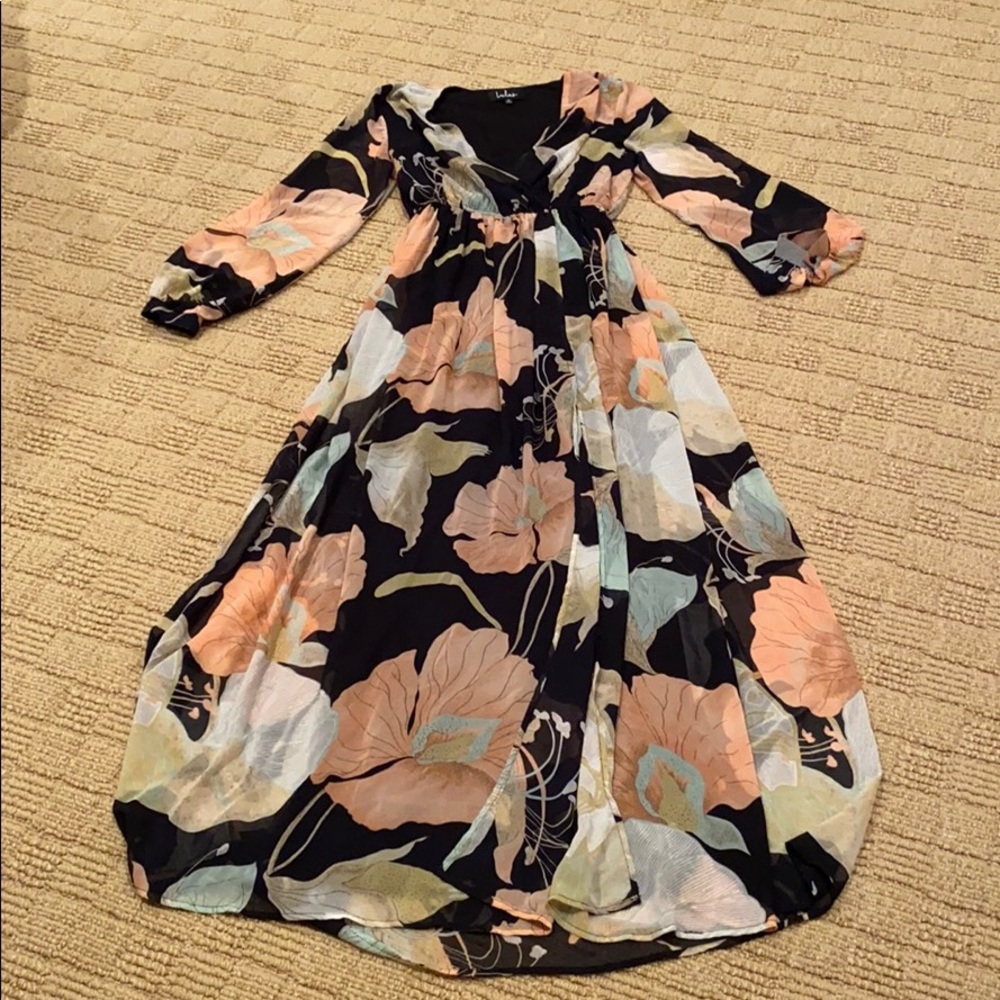 Water Lilies Black Floral Print Maci Dress